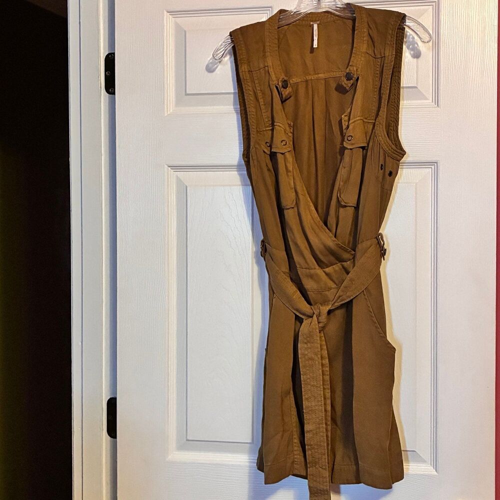 FREE PEOPLE DESERT DAYLIGHT SLEEVELESS MINI DRESS GOLDEN HONEY WASH Large